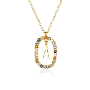 A - Z  Gold Initial with Long Chain Necklace
