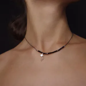 Aastreus Called You a Goddess: cube cut onyx   Herkimer diamond necklace