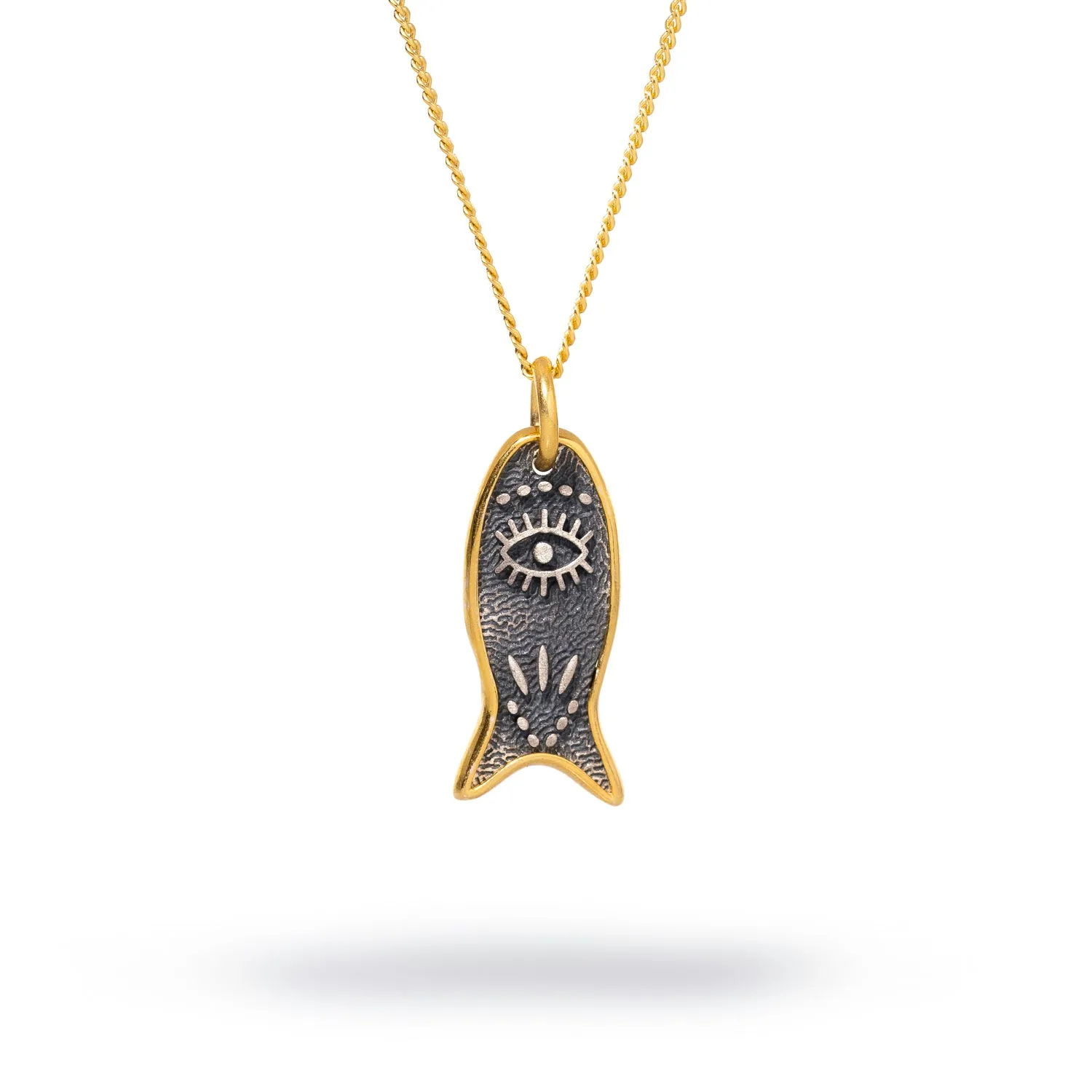 Abundance Fish Pendant Evil Eye Sterling Silver Necklace
