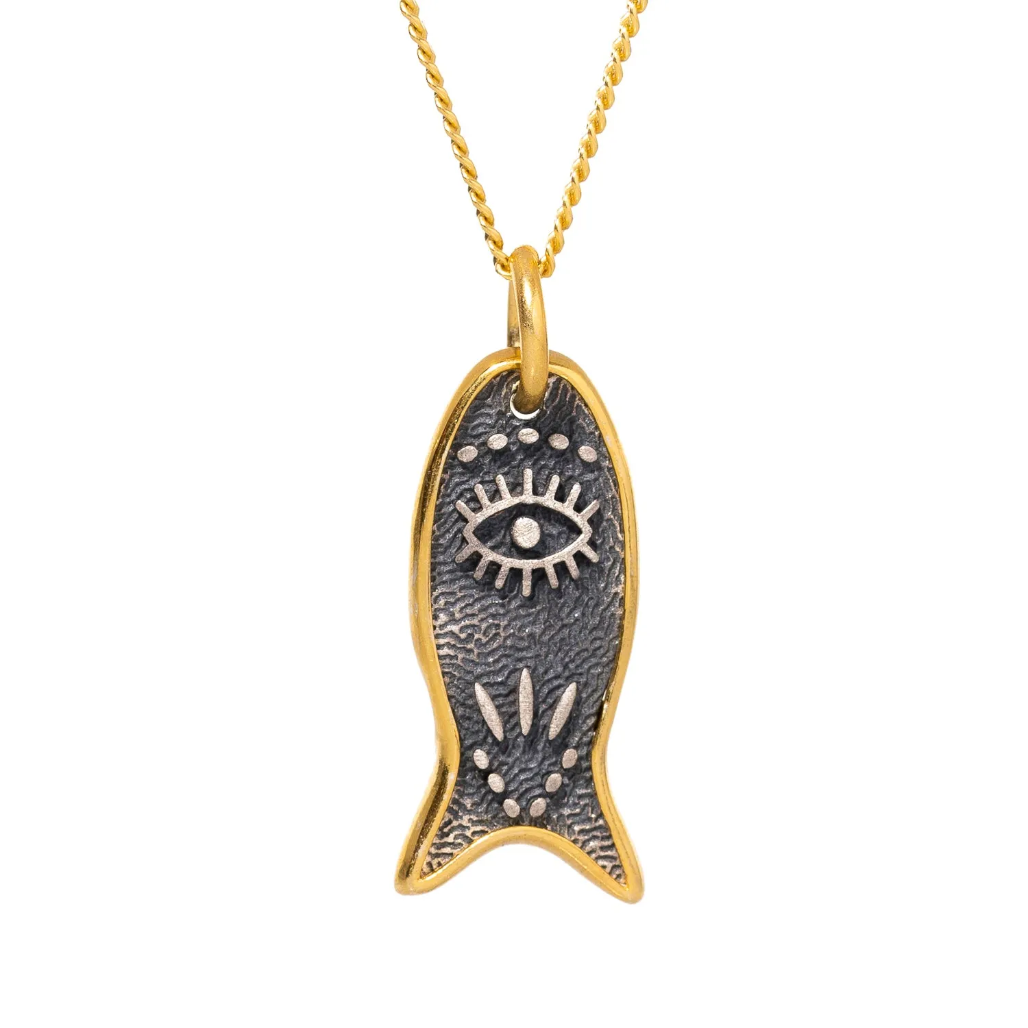 Abundance Fish Pendant Evil Eye Sterling Silver Necklace