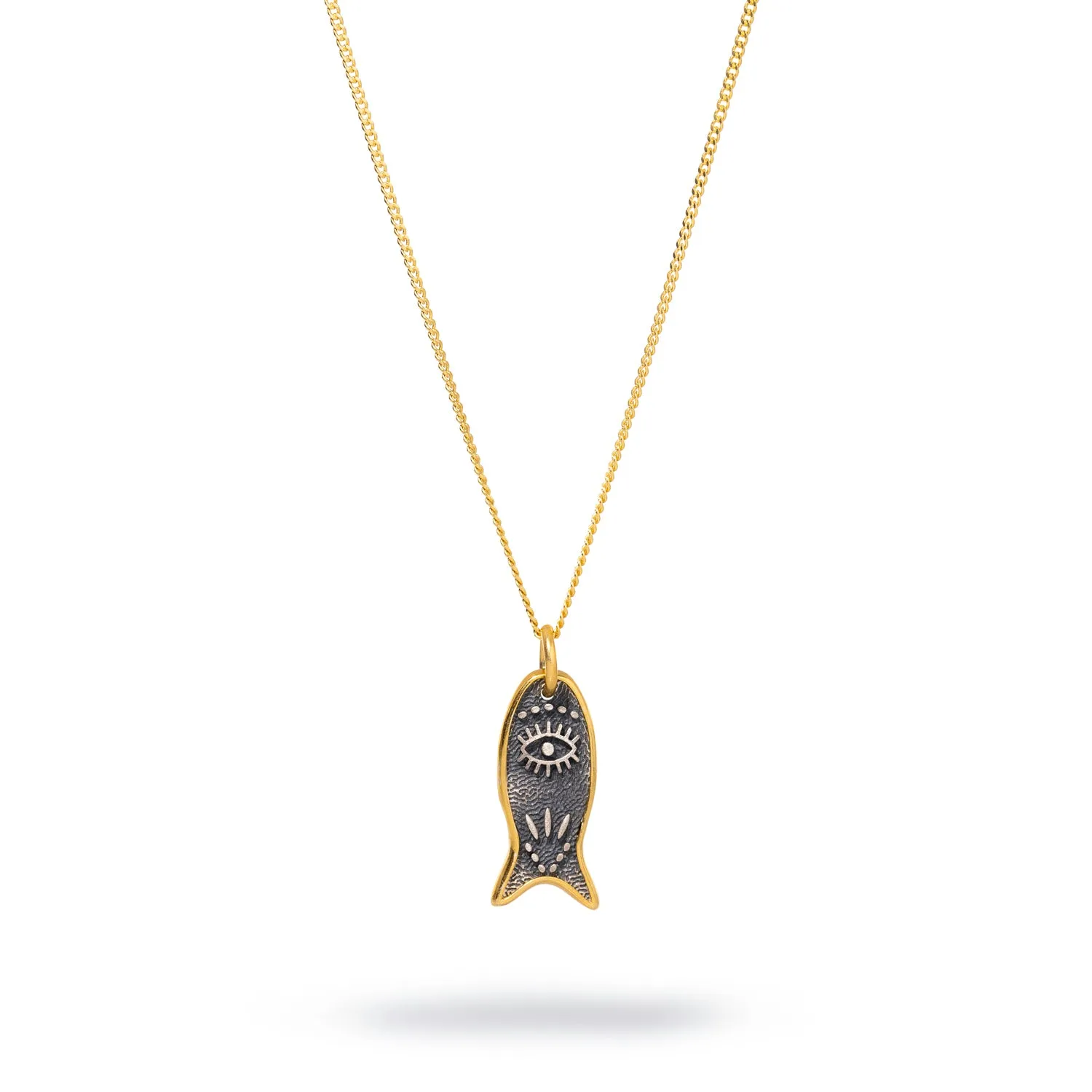 Abundance Fish Pendant Evil Eye Sterling Silver Necklace