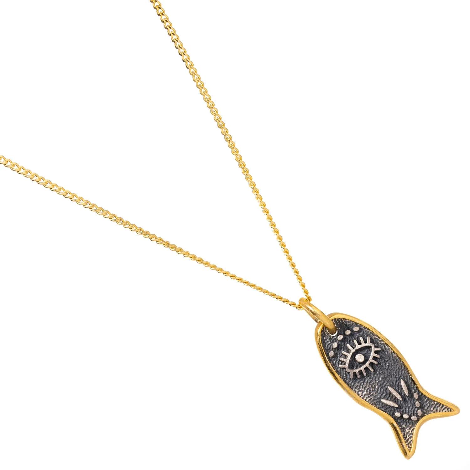Abundance Fish Pendant Evil Eye Sterling Silver Necklace