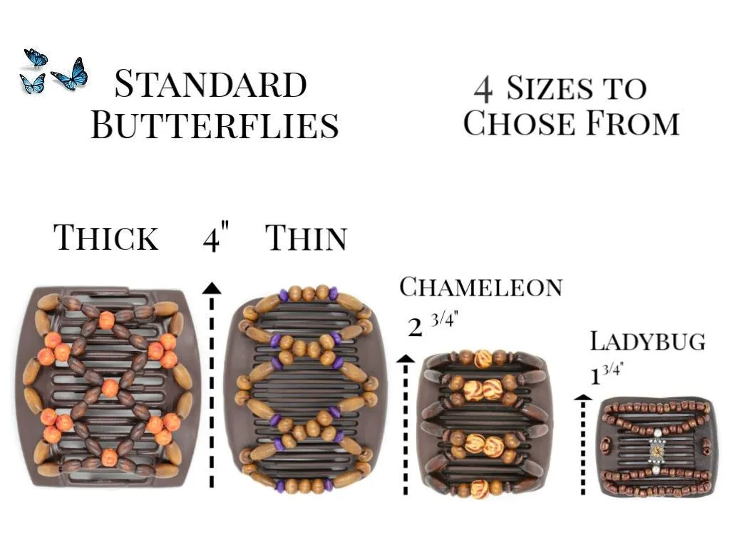 African Butterfly Chameleon Hair Comb - Dalena Brown 38