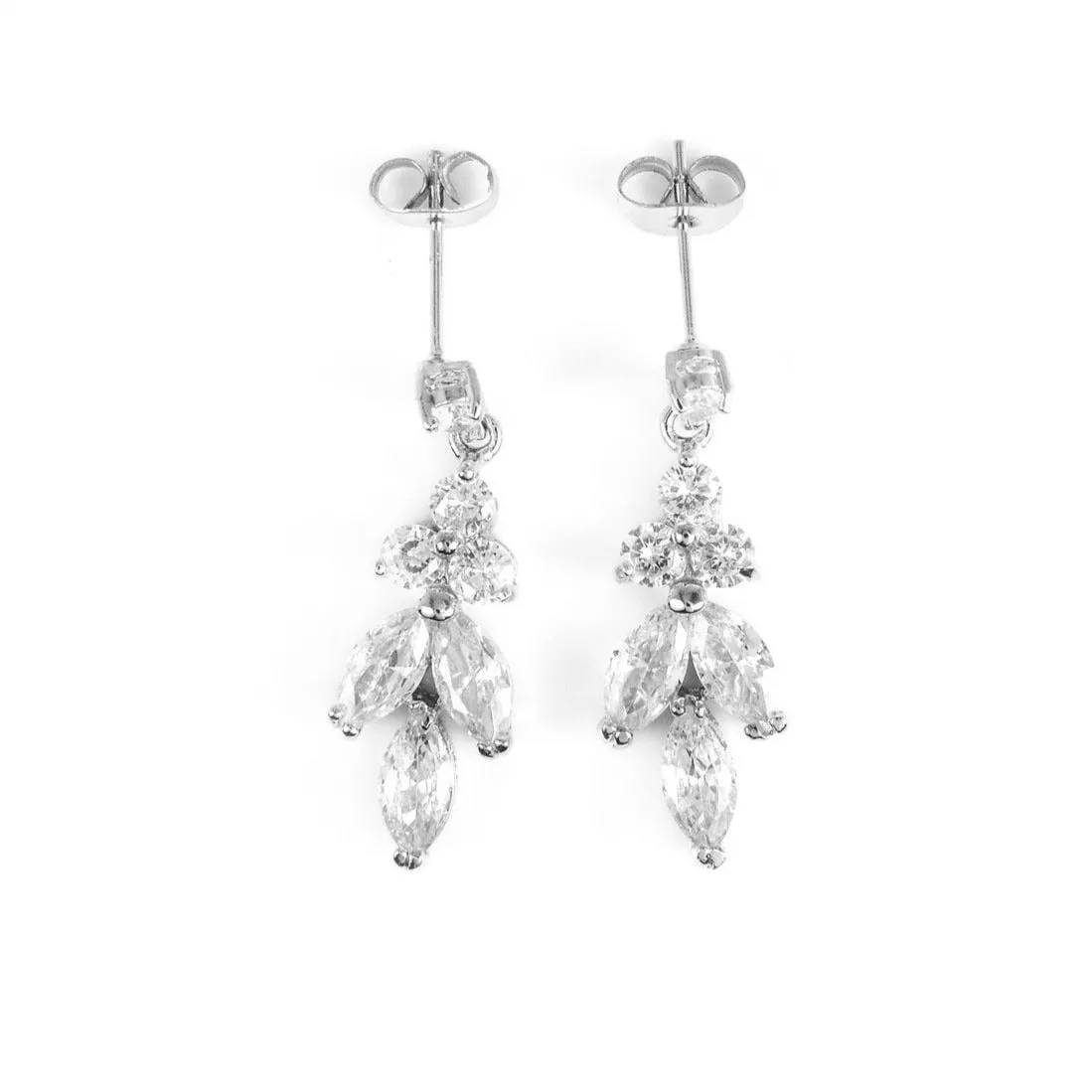 Amelia Silver Plated Cubic Zirconia Earrings & Necklace Set