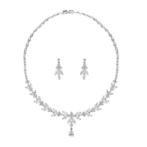 Amelia Silver Plated Cubic Zirconia Earrings & Necklace Set