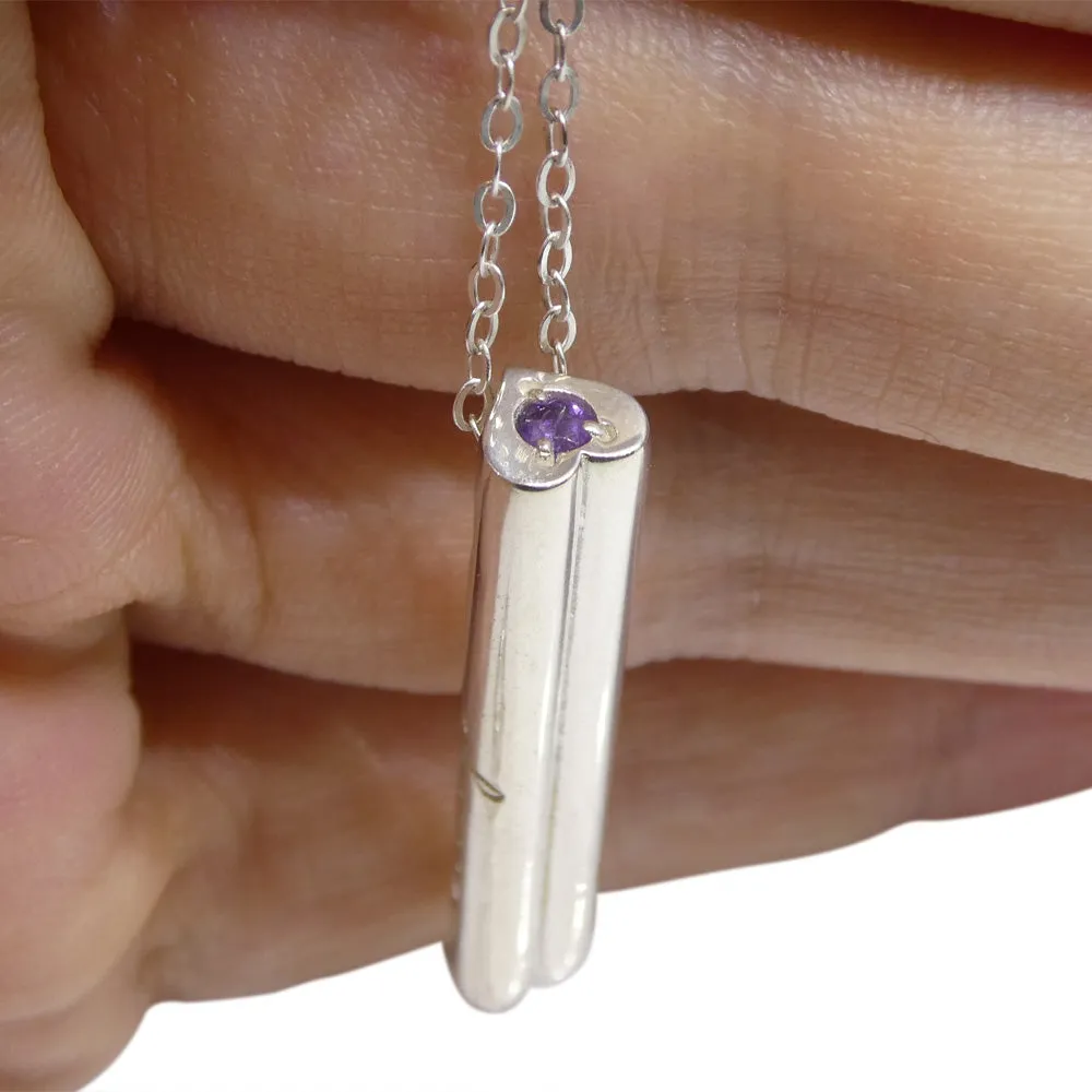 Amethyst & Sterling Silver Care & Courage Pendant and Chain