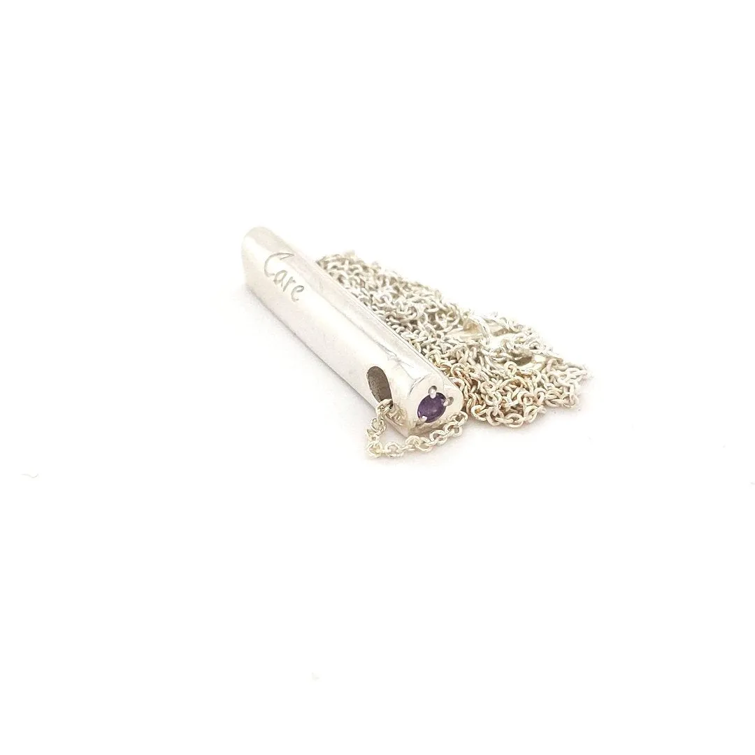 Amethyst & Sterling Silver Care & Courage Pendant and Chain