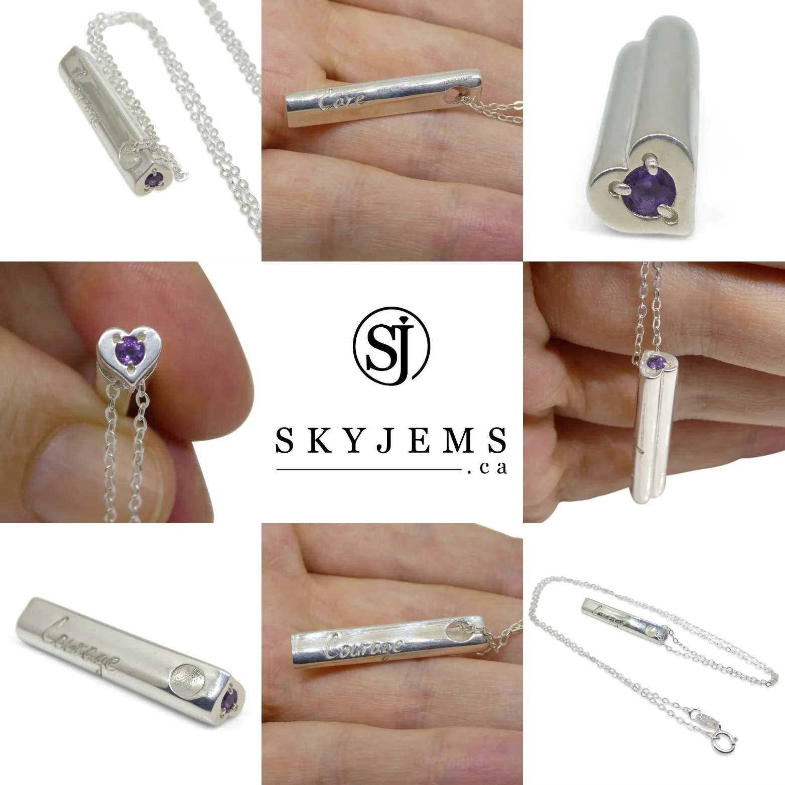 Amethyst & Sterling Silver Care & Courage Pendant and Chain