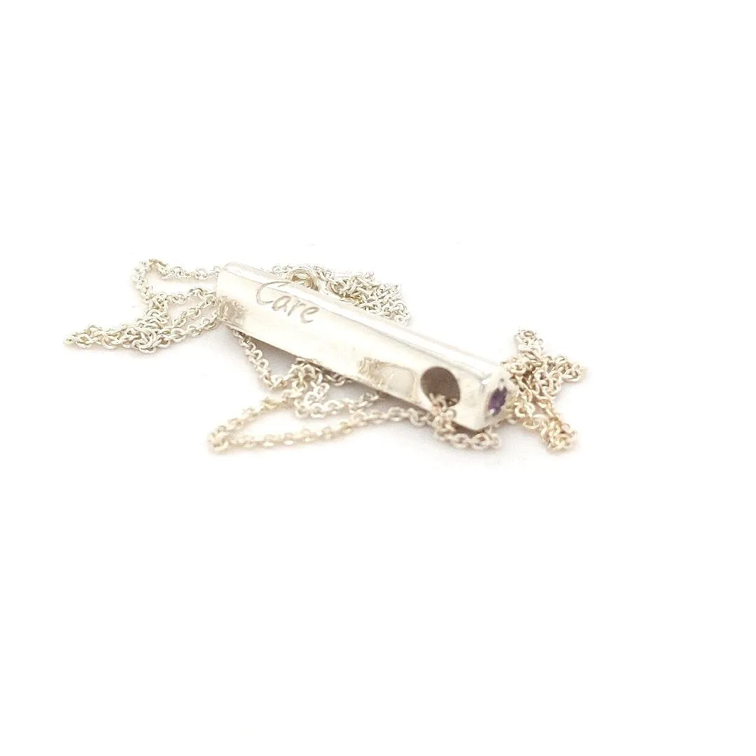 Amethyst & Sterling Silver Care & Courage Pendant and Chain