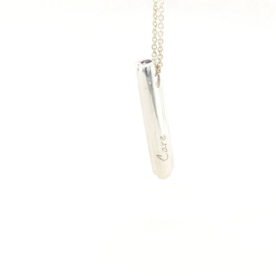 Amethyst & Sterling Silver Care & Courage Pendant and Chain