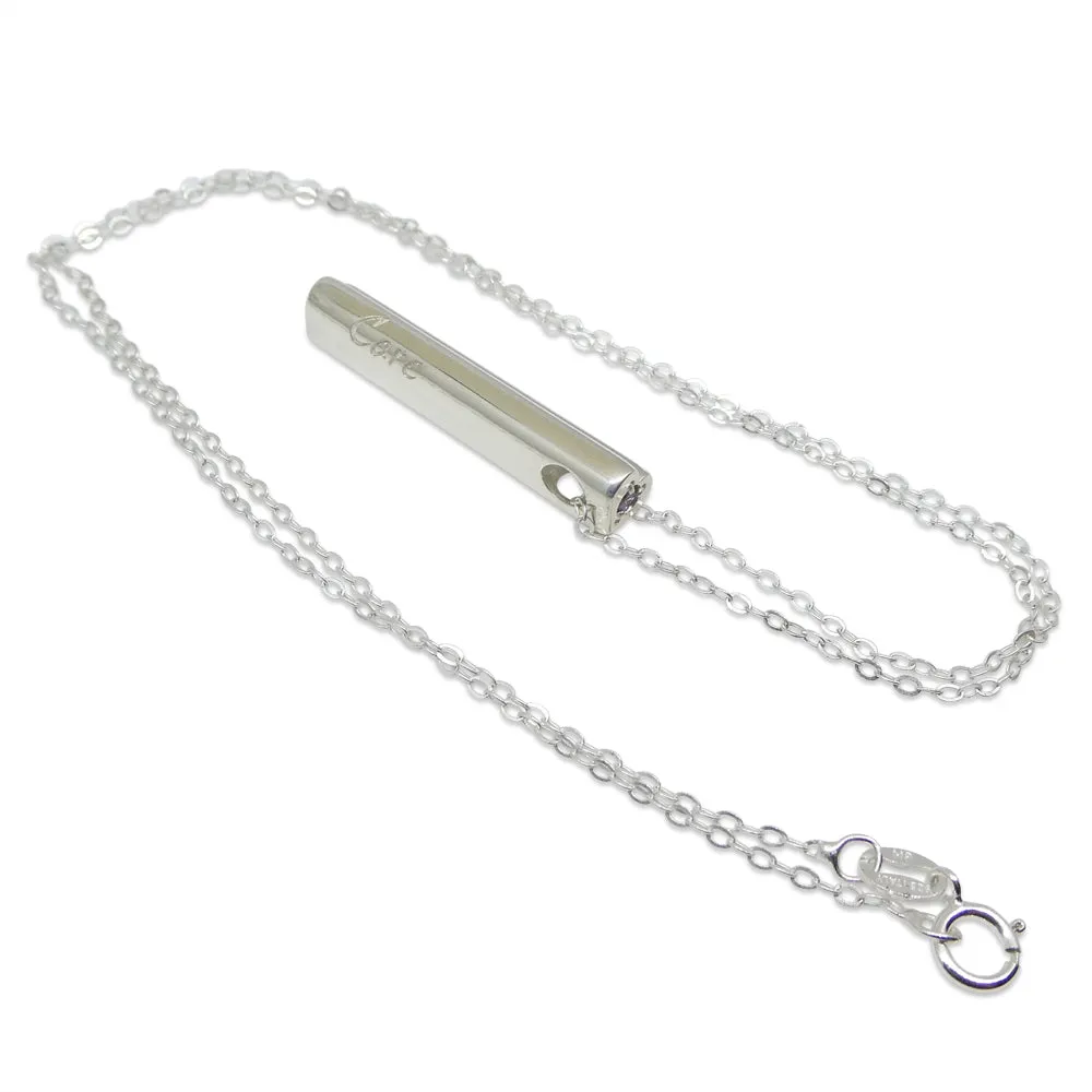Amethyst & Sterling Silver Care & Courage Pendant and Chain