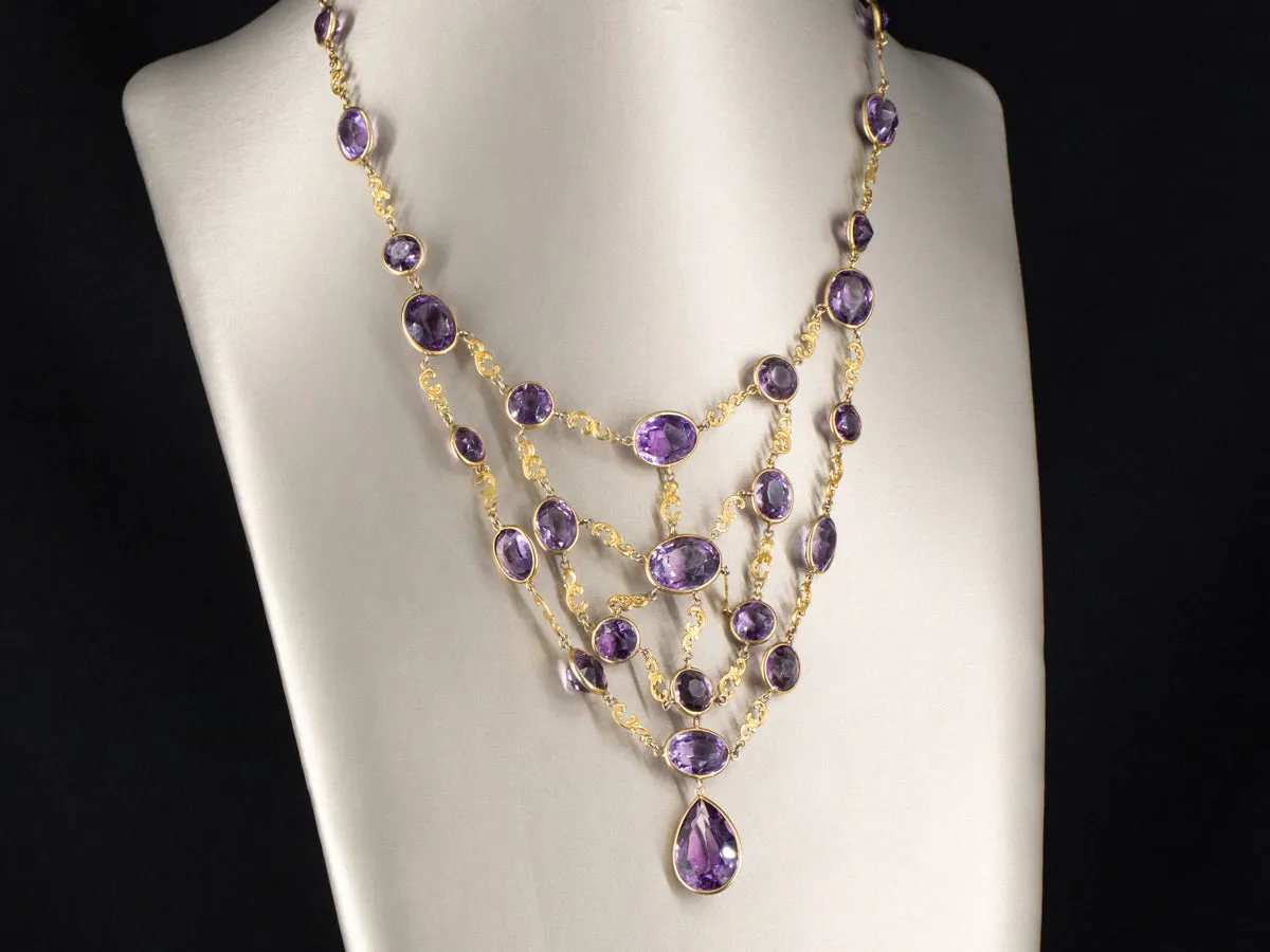 Amethyst Cascade Necklace in 14K Yellow Gold