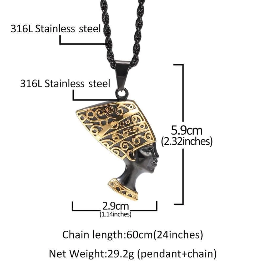 Ancient Egypt Nefertiti 316 Stainless Steel Necklace