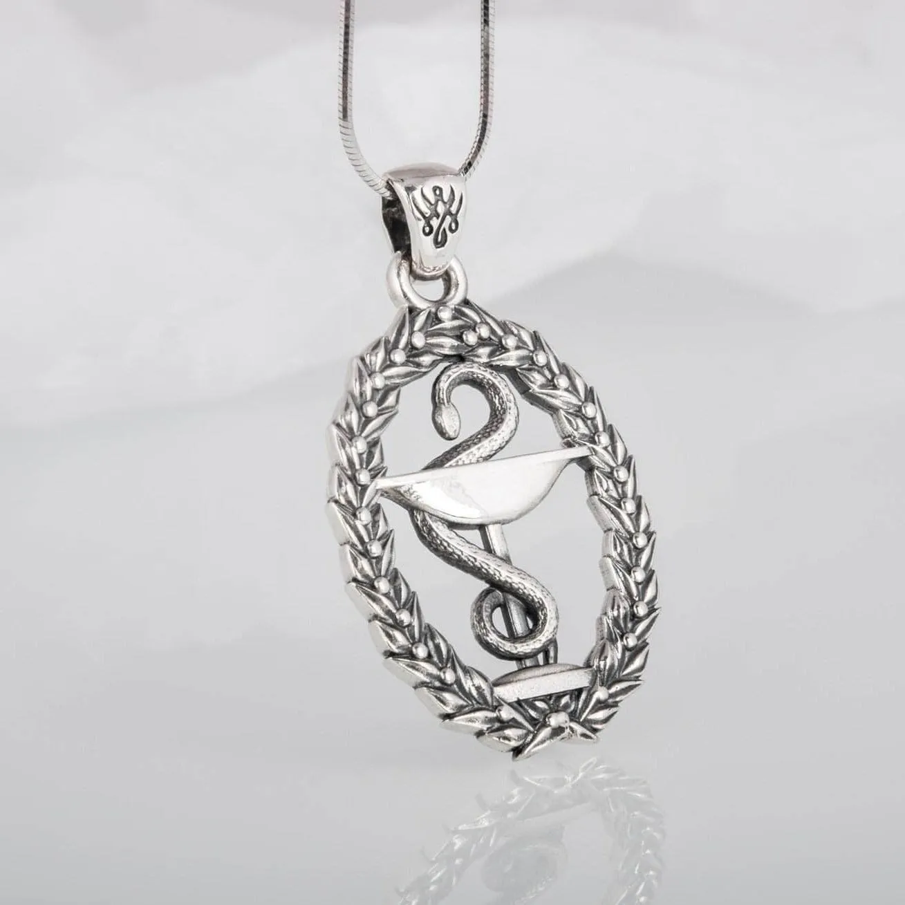 Ancient Greek Bowl of Hygieia Sterling Silver Necklace
