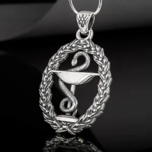 Ancient Greek Bowl of Hygieia Sterling Silver Necklace