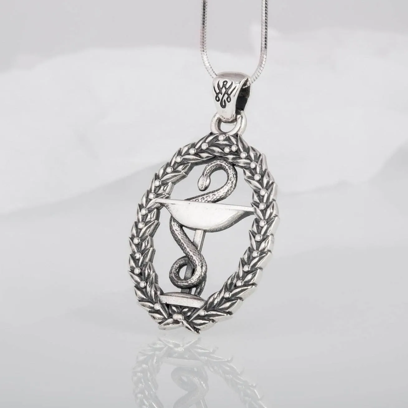Ancient Greek Bowl of Hygieia Sterling Silver Necklace