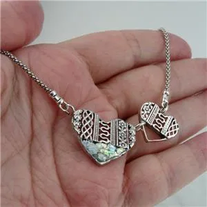 Antique Roman Glass Heart Necklace 925 Silver Handmade Hadar Designers (as 505911