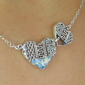 Antique Roman Glass Heart Necklace 925 Silver Handmade Hadar Designers (as 505911