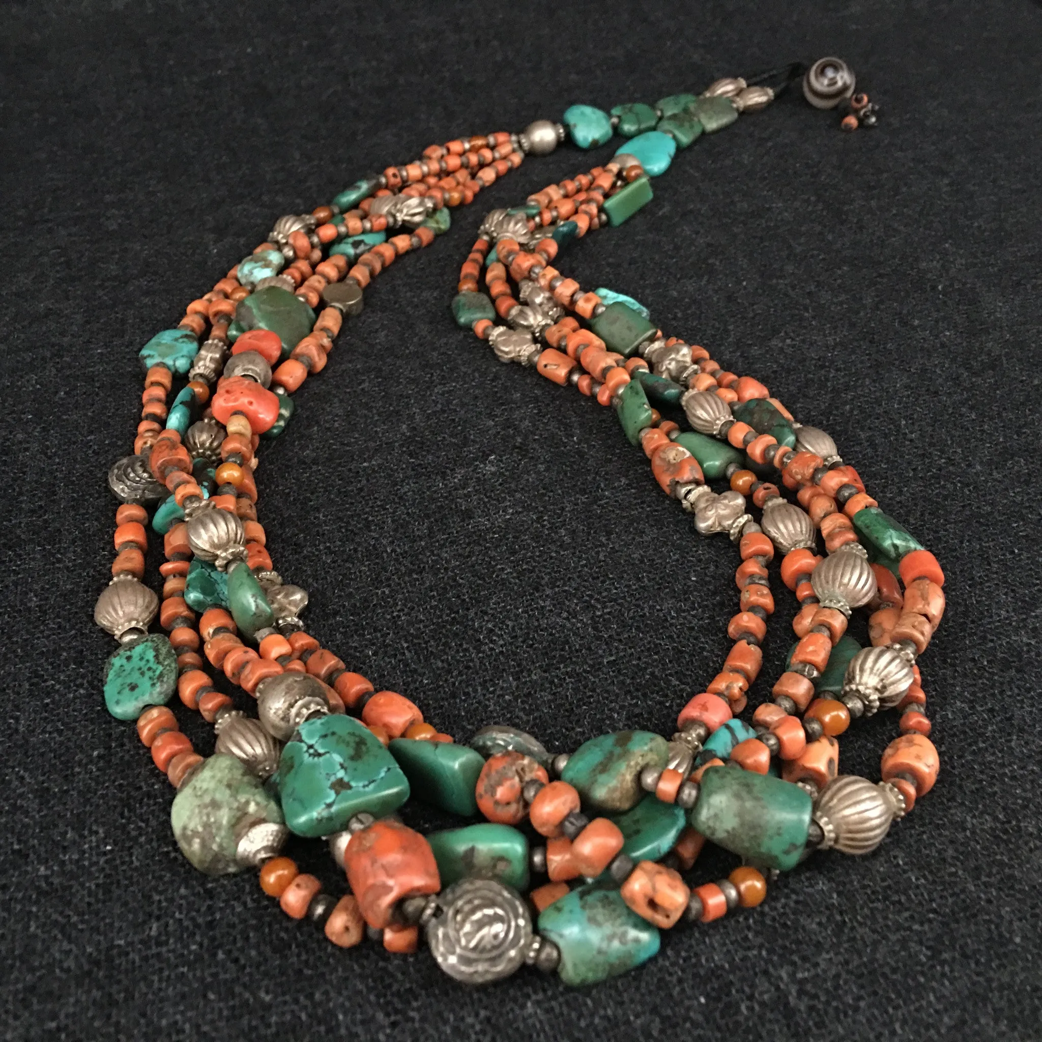Antique Tibetan Coral and Turquoise Necklace