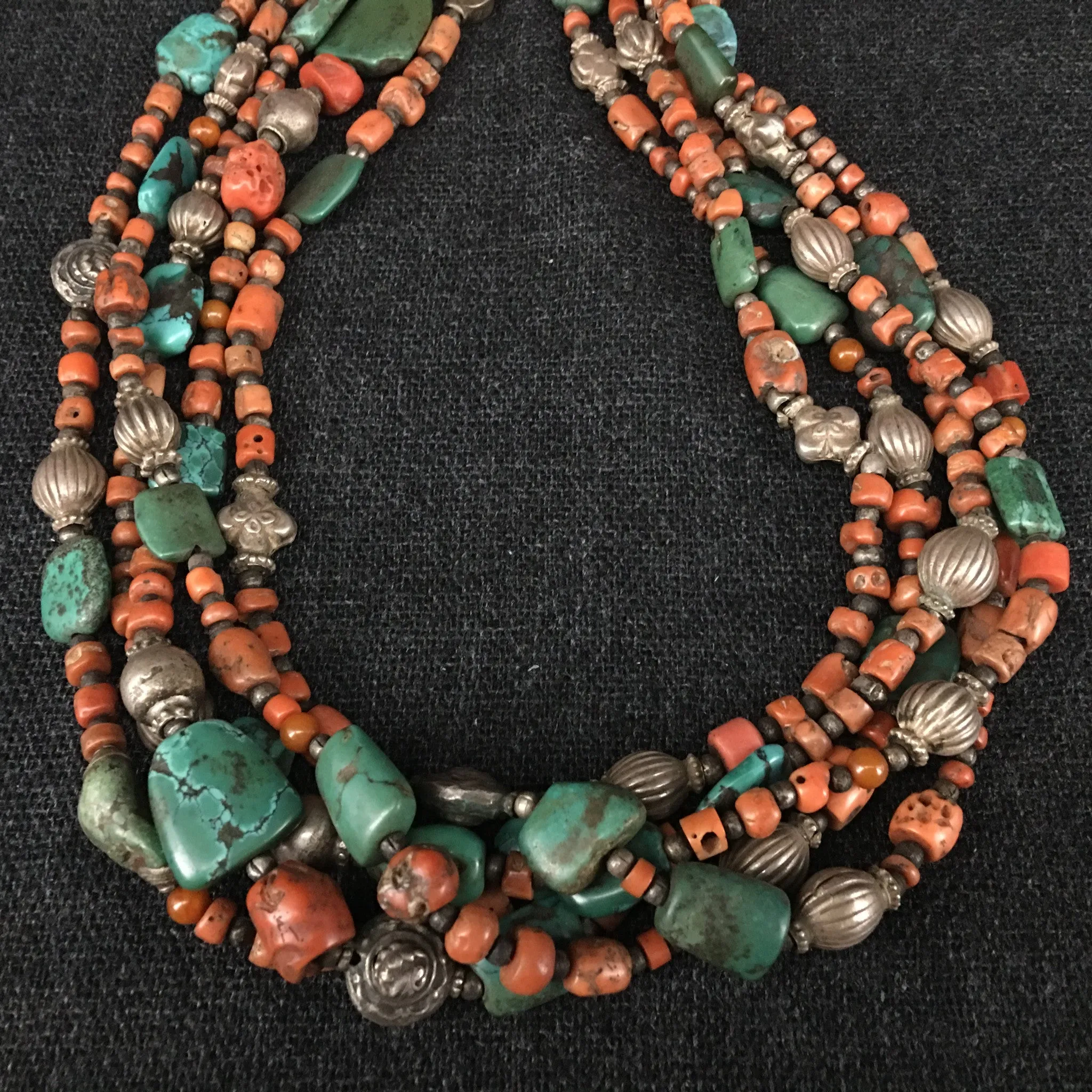Antique Tibetan Coral and Turquoise Necklace