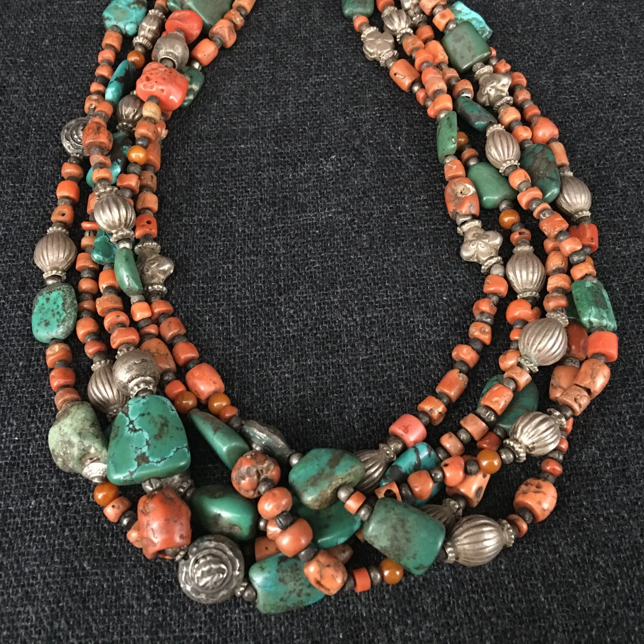 Antique Tibetan Coral and Turquoise Necklace