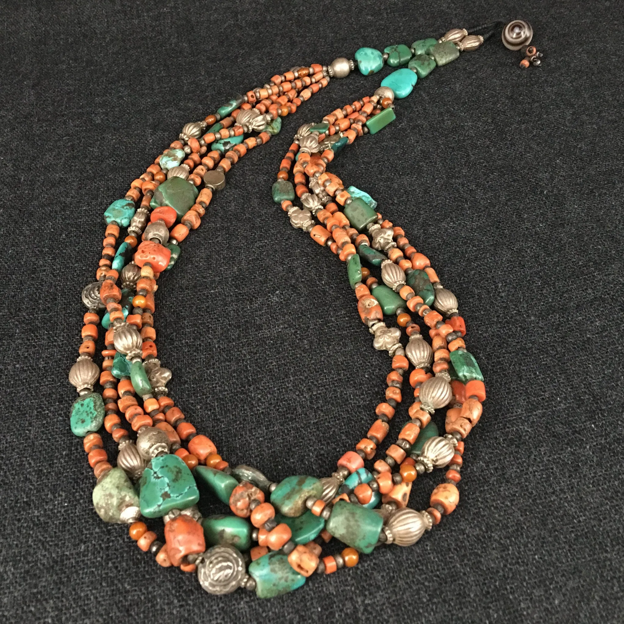 Antique Tibetan Coral and Turquoise Necklace