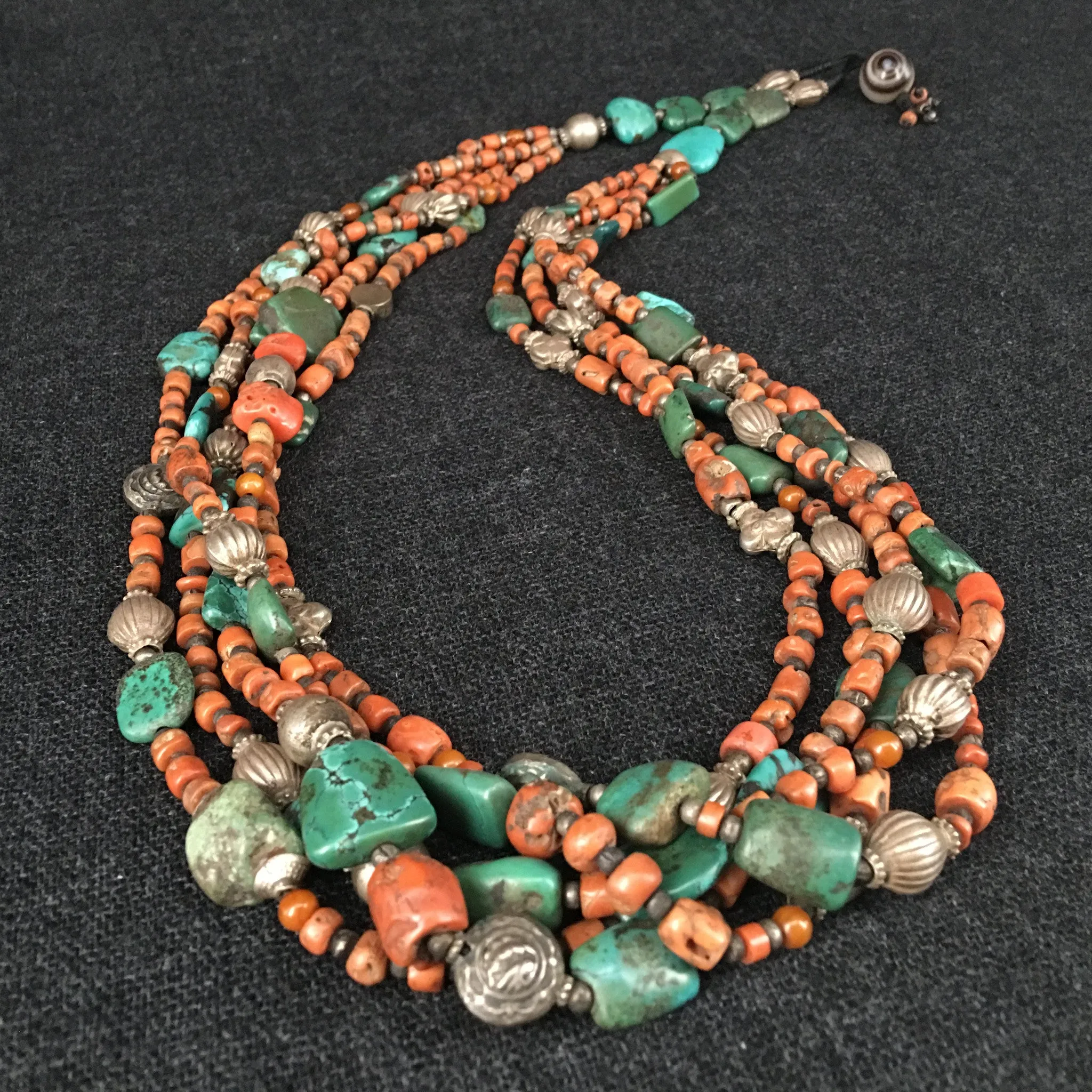 Antique Tibetan Coral and Turquoise Necklace
