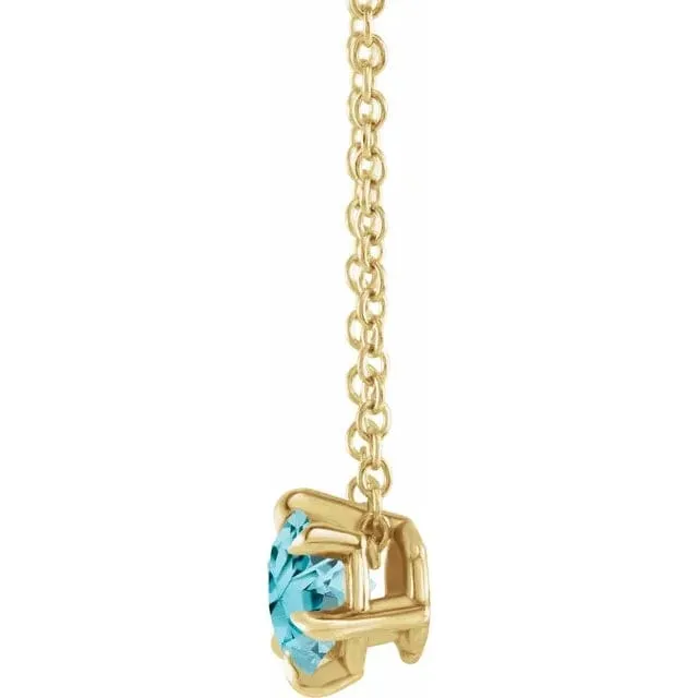 Aquamarine Solitaire March Birthstone Necklace - Special Order