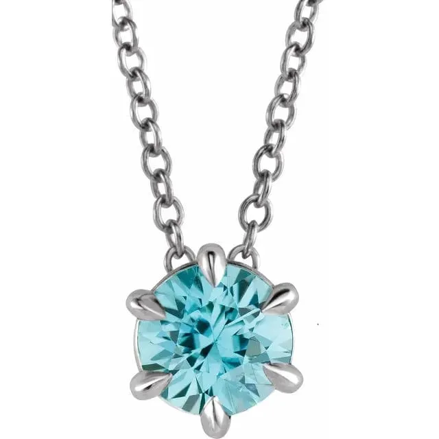 Aquamarine Solitaire March Birthstone Necklace - Special Order