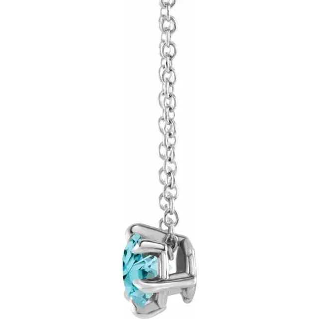 Aquamarine Solitaire March Birthstone Necklace - Special Order