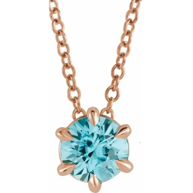 Aquamarine Solitaire March Birthstone Necklace - Special Order
