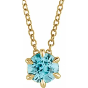 Aquamarine Solitaire March Birthstone Necklace - Special Order