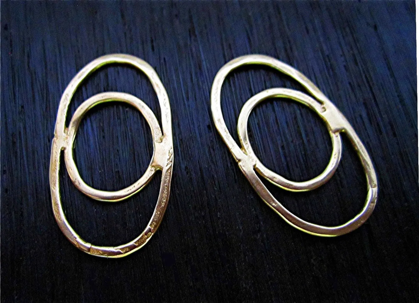 Artisan Handmade Gold Bronze Jewelry Link and Connector (set of 2)