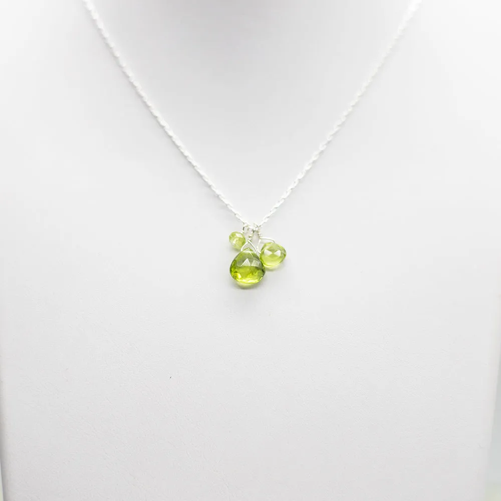 August Birthstone Silver Necklace