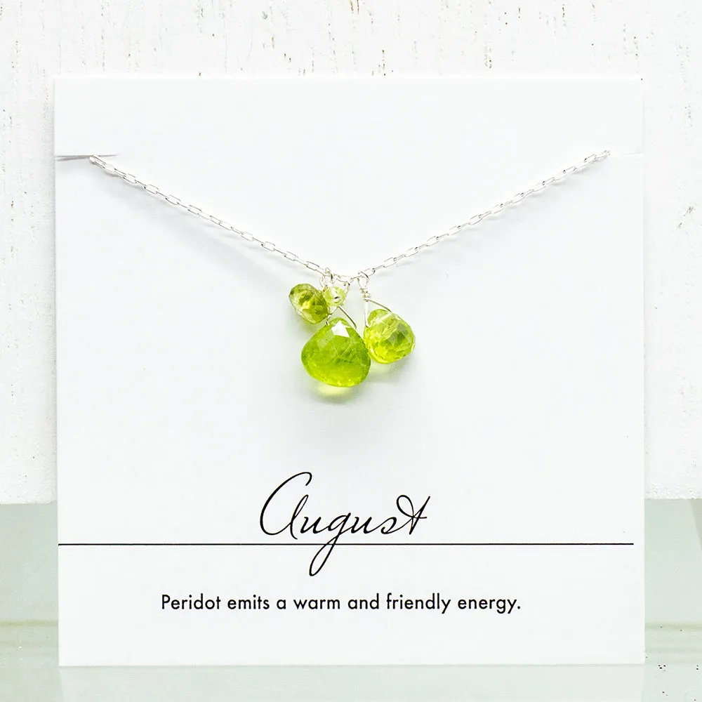 August Birthstone Silver Necklace