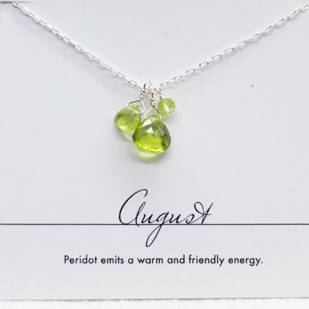 August Birthstone Silver Necklace