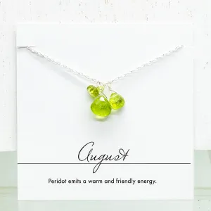 August Birthstone Silver Necklace