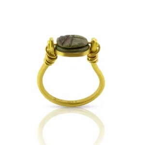 Authentic Egyptian Scarab Swivel Ring in 22 Karat Gold