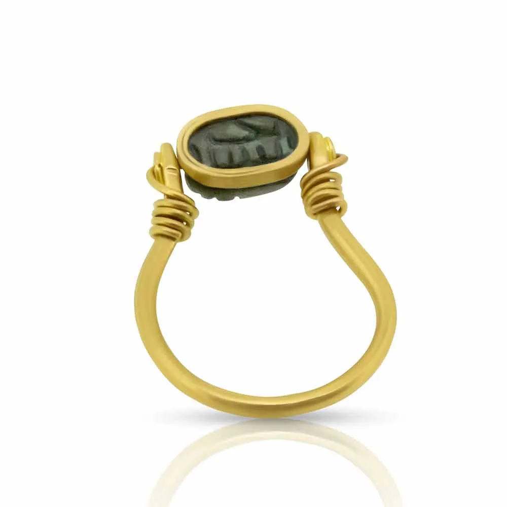 Authentic Egyptian Scarab Swivel Ring in 22 Karat Gold