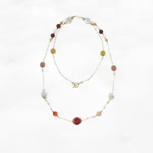 Autumn Carnelian and Agate Long Chain Necklace