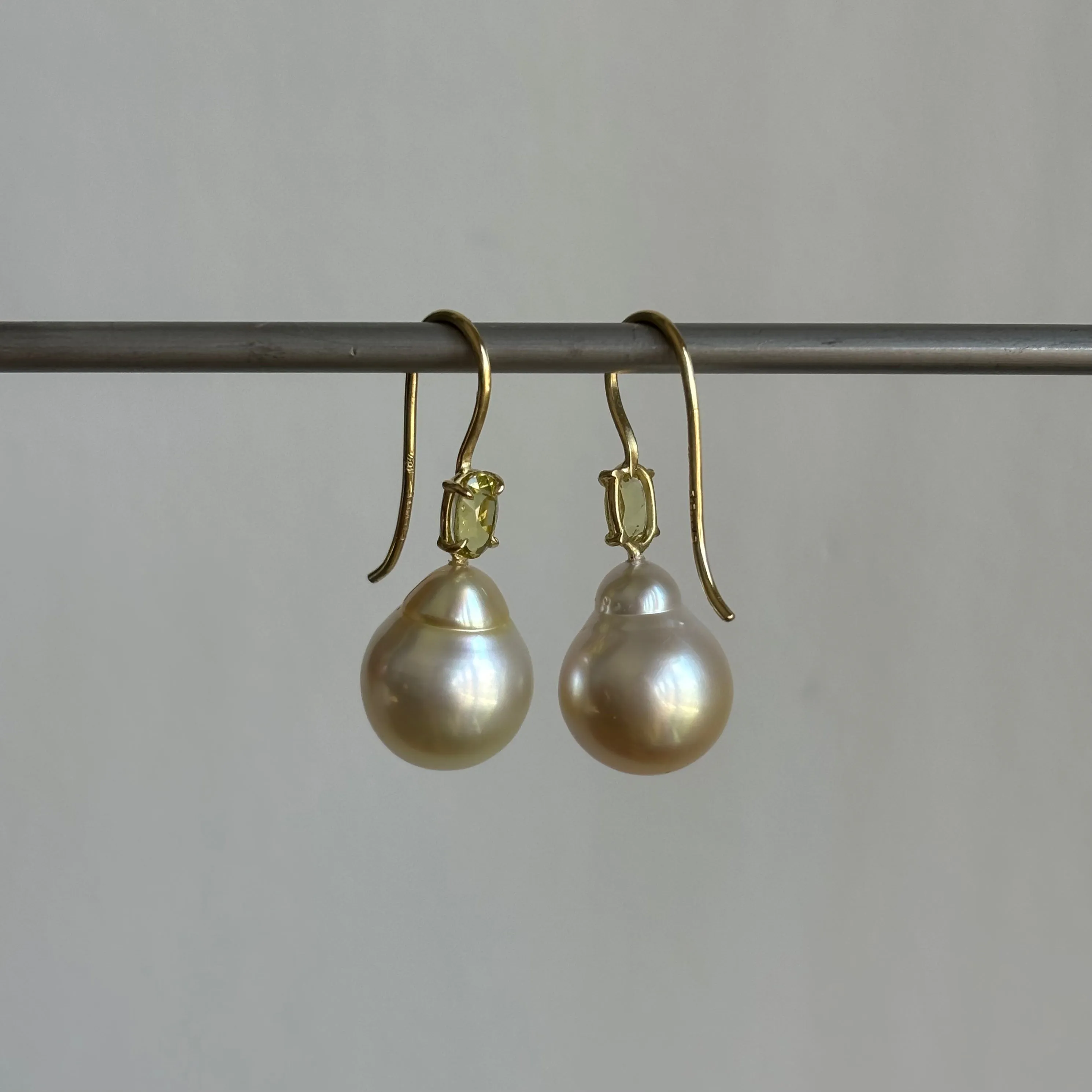 Baroque South Sea Pearl and Chrysoberyl Earrings