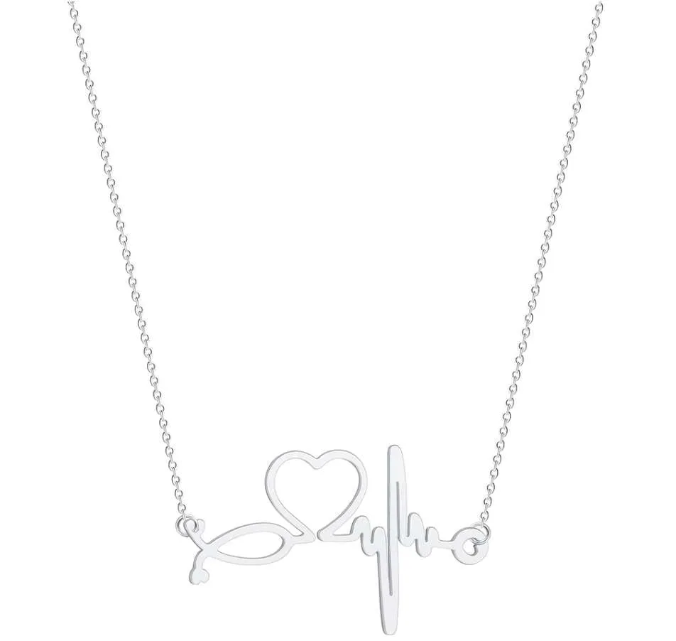 Beautiful Nurse Necklace infused with Hearts, a Pulse & a Stethoscope!