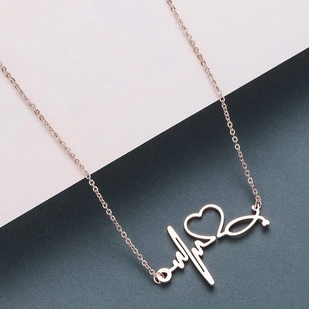 Beautiful Nurse Necklace infused with Hearts, a Pulse & a Stethoscope!