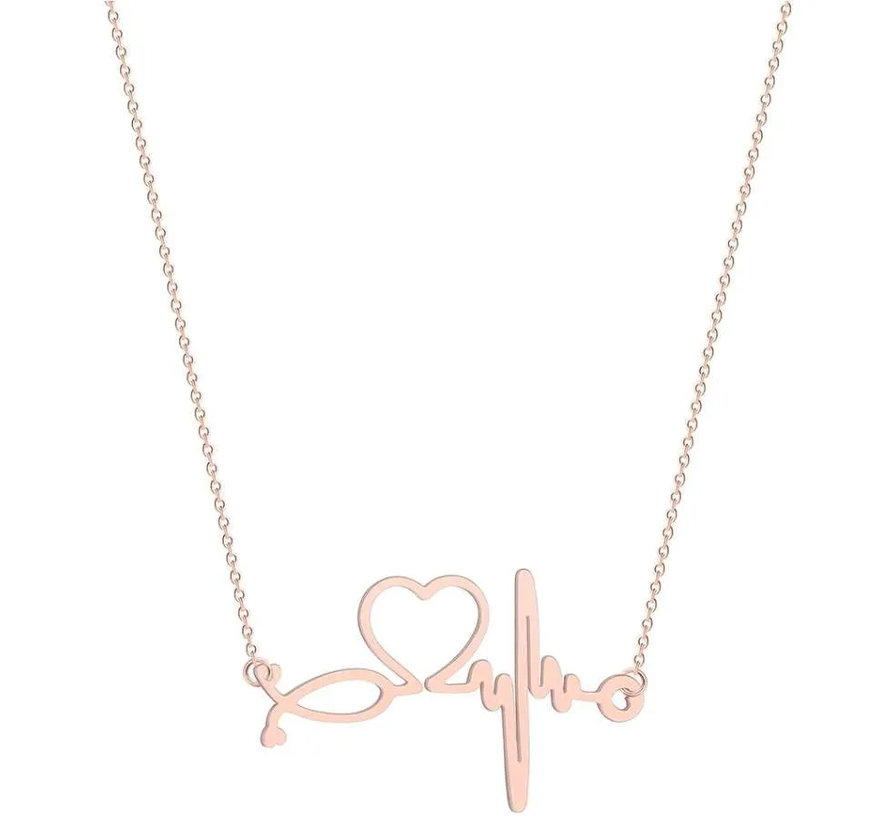 Beautiful Nurse Necklace infused with Hearts, a Pulse & a Stethoscope!