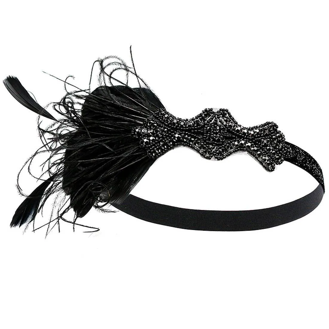 Black 1920s Shawl Wraps with Gatsby Accessories Set of 5