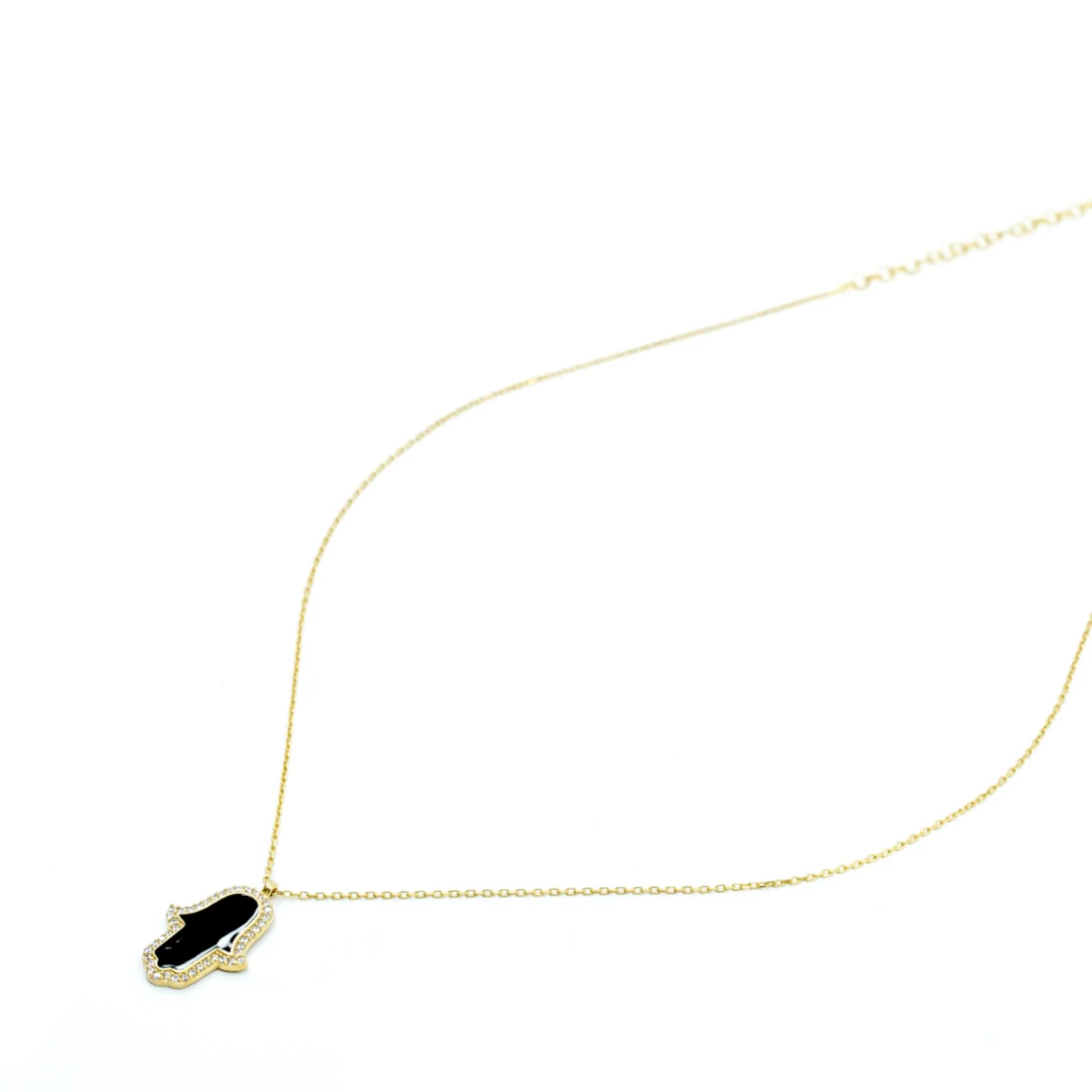 Black Enamel Hamsa Hand Necklace