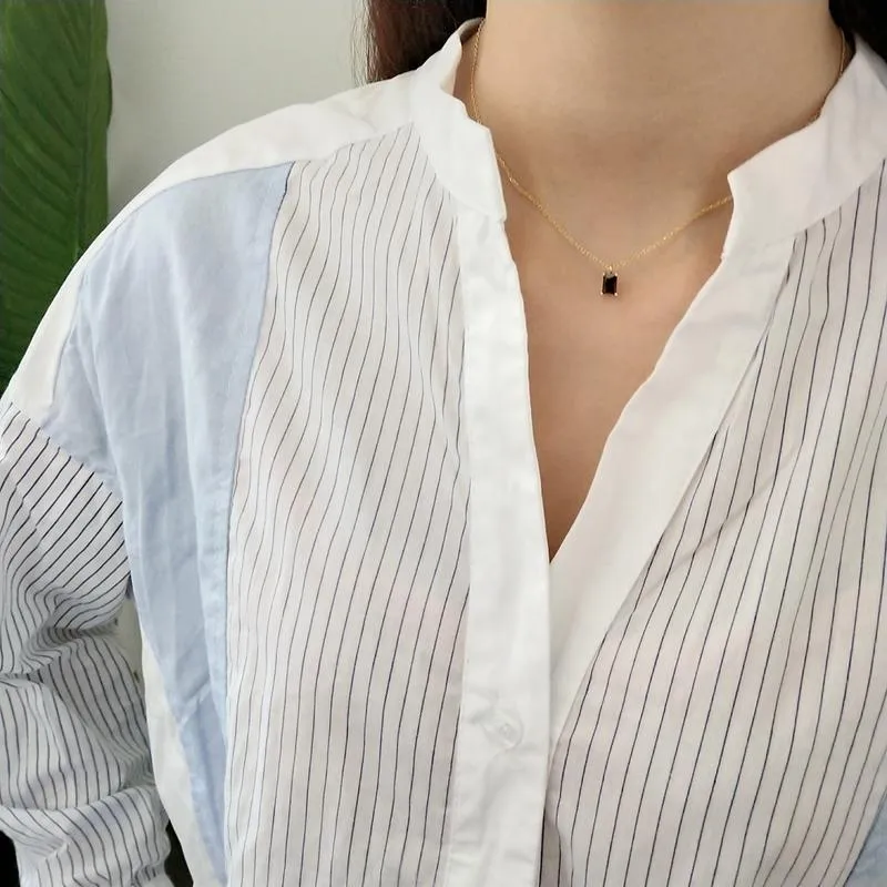 Black Zircon Square Necklace