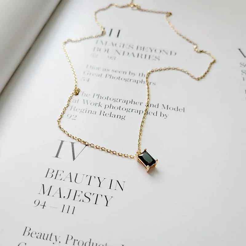 Black Zircon Square Necklace