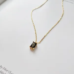 Black Zircon Square Necklace