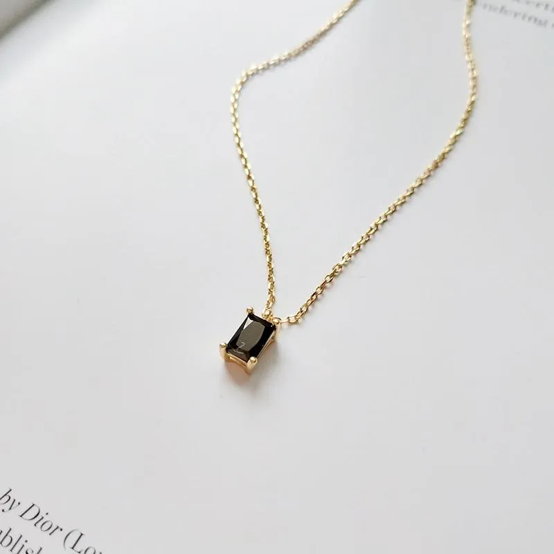 Black Zircon Square Necklace